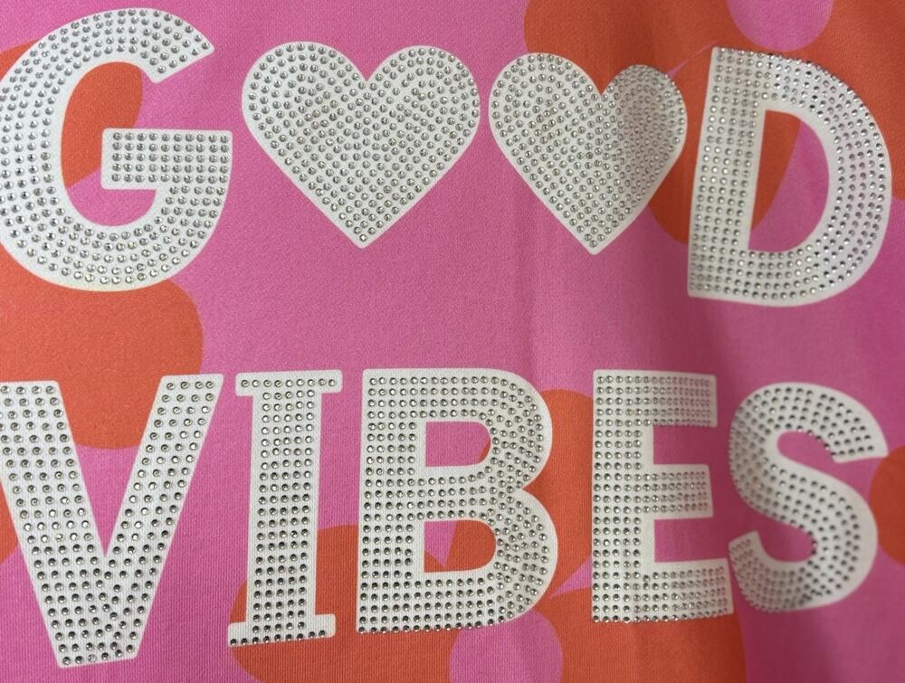 Southern Stitch Good Vibes Floral Sweatshirt XL Pink Orange Graphic Pullover